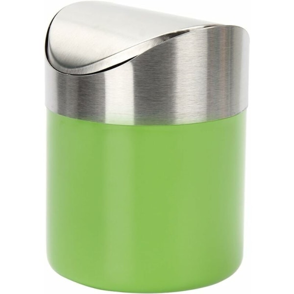 Mini Stainless Steel Trash Can with Practical Swing Lid for Office Table Car Bedroom GROOFOO (Green)