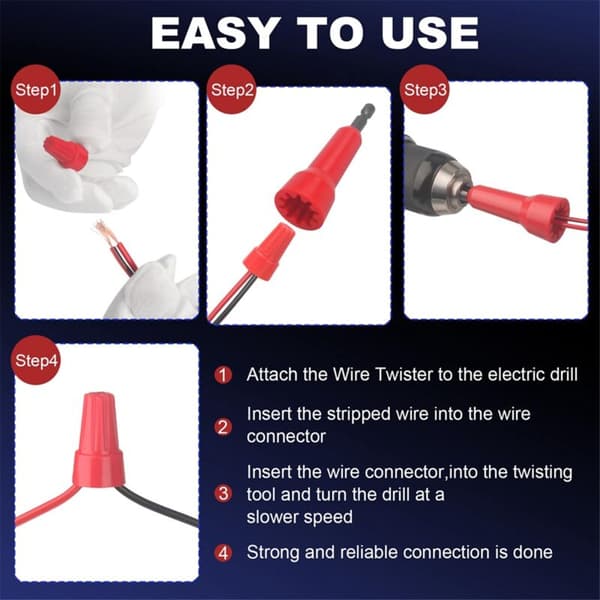 2 stk. Wire Nut-drivere, Wire Twisting Tool, Rotation Twisting Wire Connector, Socket Wire Twisting Threader, Wire Nuts Tool