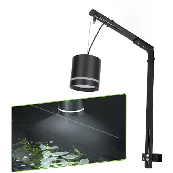Akvarielampebeslag, Aluminiumlegering COB Cylinder, Fuld Spektrum Lysmonteringsbeslag til Akvarium, Sort
