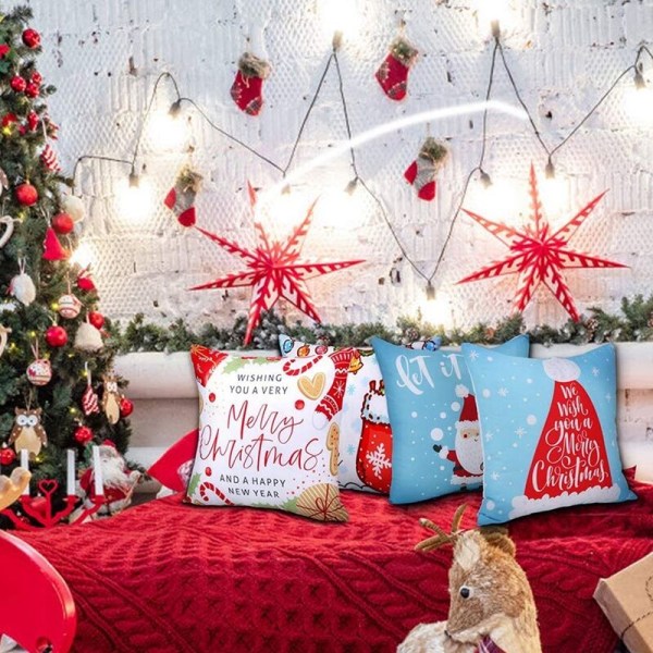 Jul kuddfodral dekorativa örngott jul kuddfodral för inomhus utomhus soffa