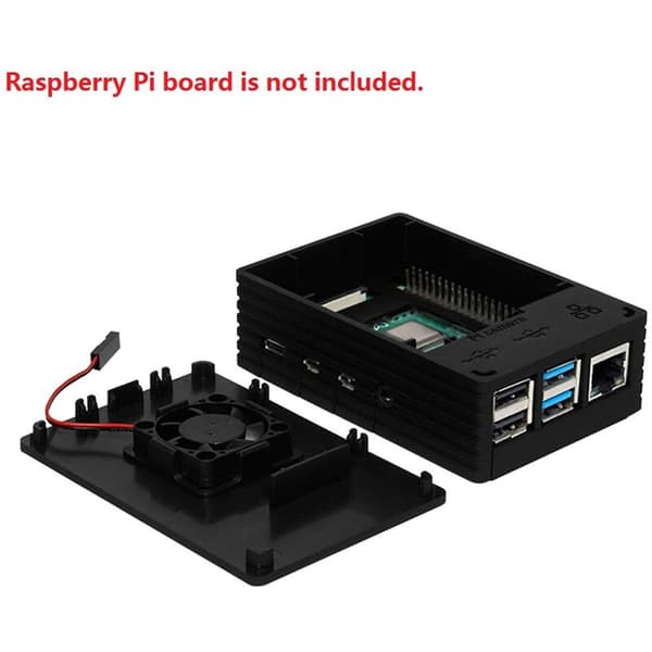 Beskyttende ABS-etui til Raspberry Pi 4, sort skal, plasticetui