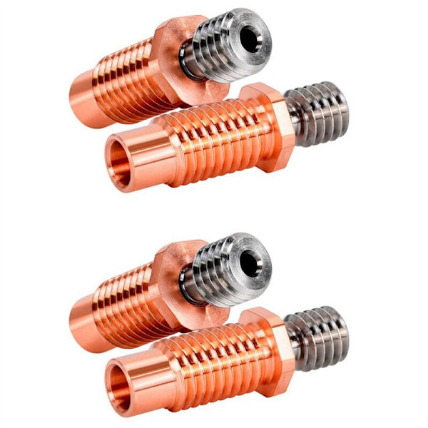 4 stk. Serie 3D Printer Opgradering Højtemperaturbestandig M6 Titanlegering Rød Kobber Hals Bimetal til V6 HOTEND