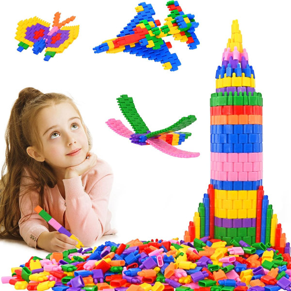 Barn 800 delar set med förvaringslåda + set Block Byggleksak - Lärleksaksset Set