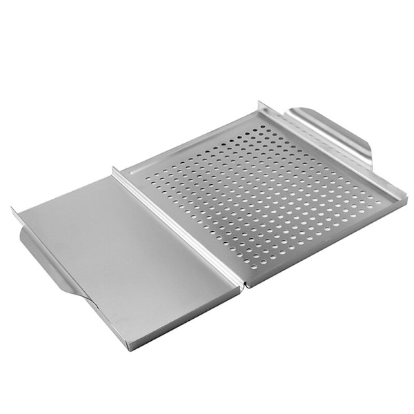 Grill Basket Topper with Holes, Outdoor Barbecue Pan Tray, Wok Cookware