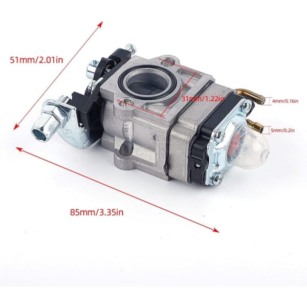 Kaasutin 52cc 49cc 43cc raivaussahakoneen moottorille, kaasarin korjaussarja tiivisteellä, letkulla, sytytystulpalla ja polttoainesuodattimella