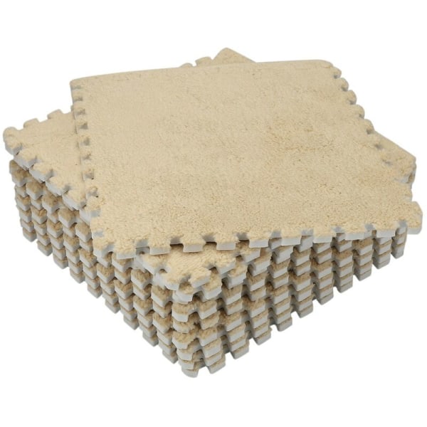 10 stk Interlocking skummatte gulvteppe Fluffy teppefliser for barn - for barnerom, barnehage, lekerom