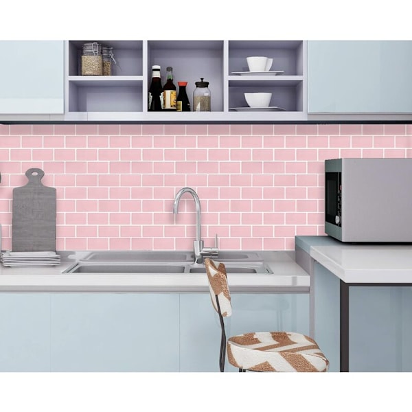 10 kappaletta, itseliimautuva laatta metro pinkki, liima takaisinroiske keittiö kylpyhuone, 3D tiili vinyyli liimapaperi, 30,5x30,5cm