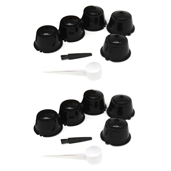 10 deler for gjenbrukbar kaffekapsfilterkopp, påfyllbar kurv, lokk, skje, børste - 2