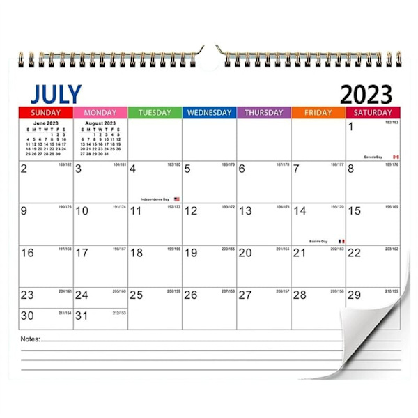 Väggkalender 2023-2024, juli 2023 till december 2024, 18 månaders semesterkalender
