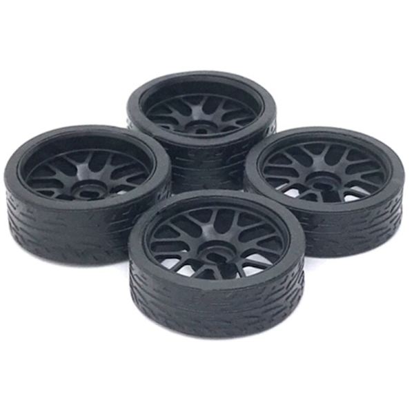 Kuvioitujen kilpa-autojen renkaat, metalliset vanteet, 2 kapeaa ja leveää, 284131 K969 K989 Mini-Z Mini-Q 1/28 RC-auton päivitysosat, 3