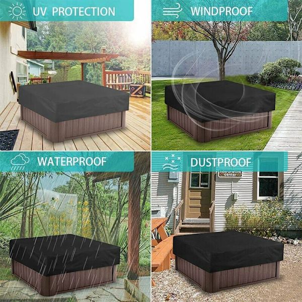 Fyrkantig poolskydd, solskydd för pool, elastisk fåll, hållbart UV-skydd för spa-skydd, skyddande utomhusskydd för simning