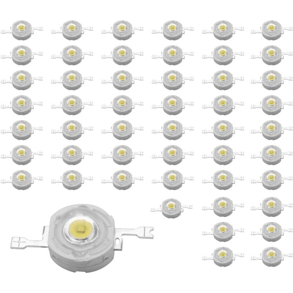 50 stk. 1W Diode Høj Effekt Cool White Led Perler 1 Watt Lampe Chip 3V-3.4V