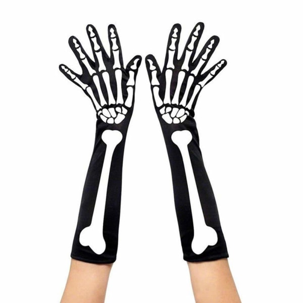Halloween skelet handsker, Cosplay kostume fest lange arme, fuldfinger skelet handsker, 1 par