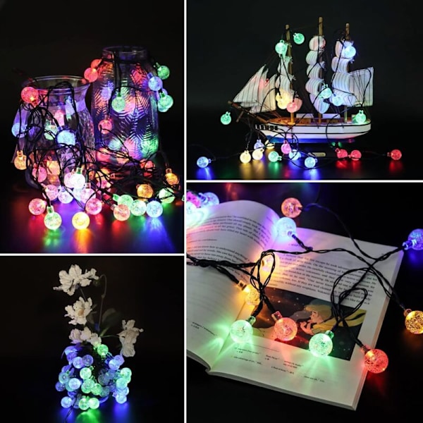 Solcellsdrivna utomhus-fairylights, 50 LED 9,5M Vattentät Solcells-girlang för Dekoration av Balkong, Trädgård, Träd, Födelsedag (Färg)