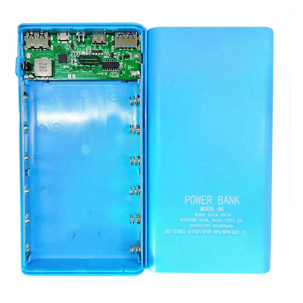 Virtapankkikotelo 5V 2.1A LCD-näyttö 20000MAh Virtapankki 6X18650 Akulle DIY Virtapankkikotelo (Sininen)