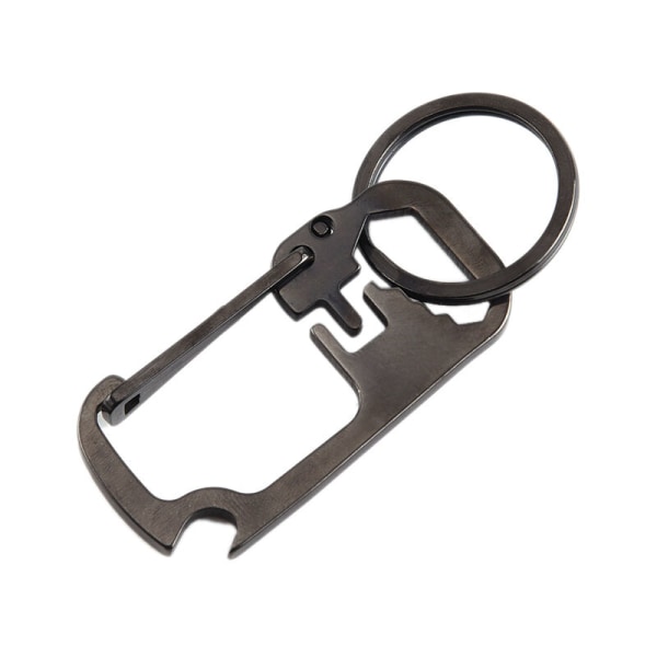 Fishing Keychain Carabiner with 4cm Ruler Clip Lock Buckle Hook Carabiner Fish Tool Camping Accessory Black