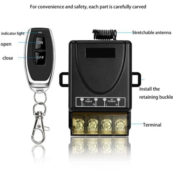 433MHz 220V Kaukosäädin Pumppu 1Ch 30A On/Off Vastaanotin Moduuli RF Lähetin LED Valo Tuulettimelle