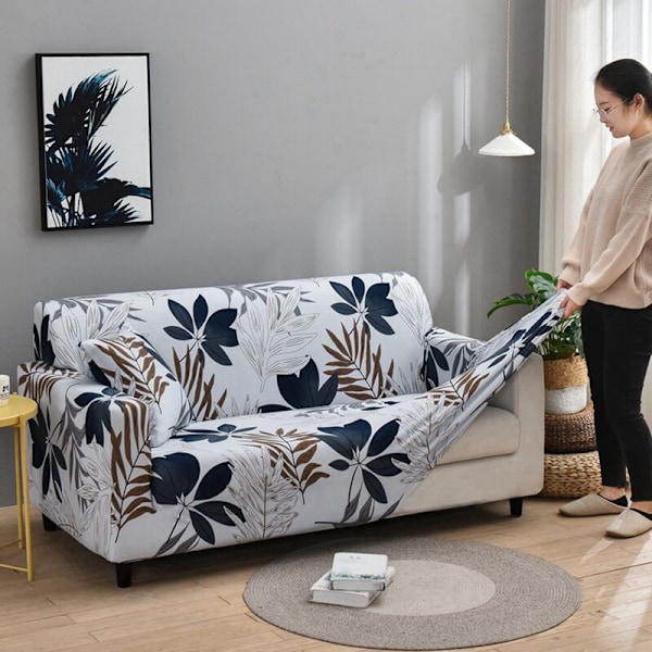 Blomster Sofaovertræk til Polyester Elastisk Sofaovertræk Sofa Stolebeskytter(XL)