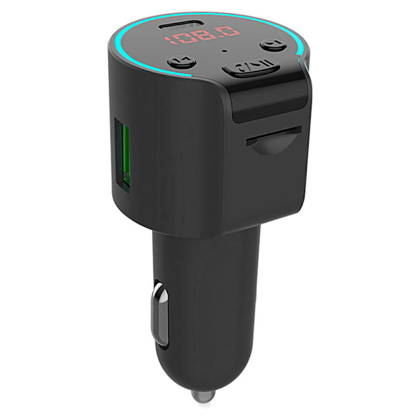 7 farger Bluetooth bilspiller MP3 FM-sender håndfrisett med TF-kort PD-lader