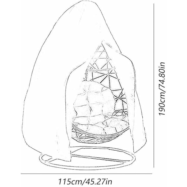 600D Oxford Dammsäker Hängande Stol Lyft, Gunga Sitskydd, Utomhus Äggstol Skyddande Överdrag, Anti-UV, 190cm115cm, Grå