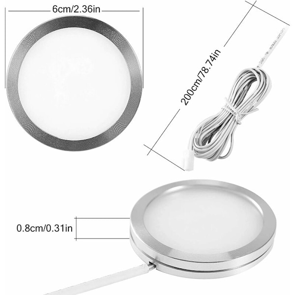 LED-skaplampe 4 stk. Oppladbare Under-skaplys Garderobelys Vegglampe for Skap Garderobe Kjøkken Inngang Utstilling Korridor Toalett Kald Hvit