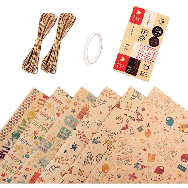 6 ark presentpapper, födelsedagspresentpapper, festivalpresentpapper, bröllopspresentpapper