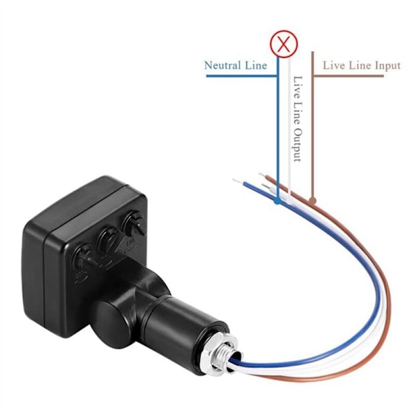 5X 220V Mini Menneskekrop Infrarød Sensor Switch LED Overlyss PIR Bevægelsesjusterbar Sort
