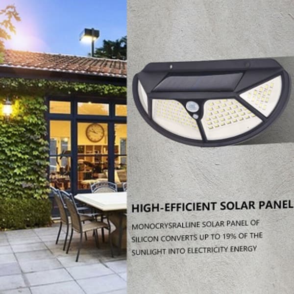 Utendørs solcellelys En LED vegglampe 3-modus PIR bevegelsessensor gatelys