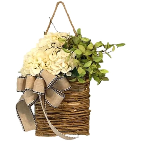 Påskdag Välkomstskylt Vildblommor Dörrhängande Korg Krans för Entrédörr, Påsk Dekor