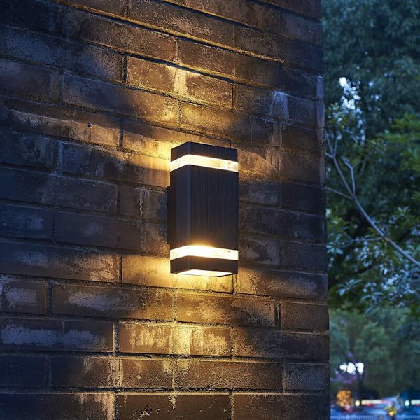 Utomhusvägglampa Upp & Ner, Inomhus/Utomhuslampa med 2 x 5W Varmt Vita LED-lampor, Gjutaluminium, IP44 Vattentät Svart