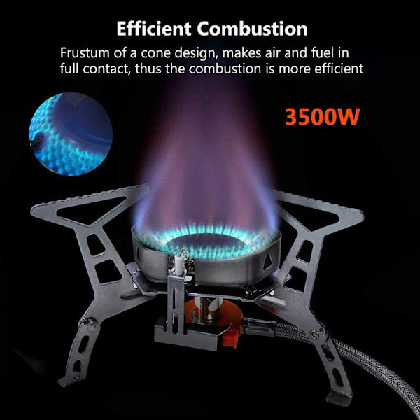 3500 W kaasukäyttöinen retkikeitin, retkikeitin, ultralievä taitettava ulkokeitin, tuulenpitävä ja piezo-sytytyksellä retkeilyyn/vaellukseen/piknikille