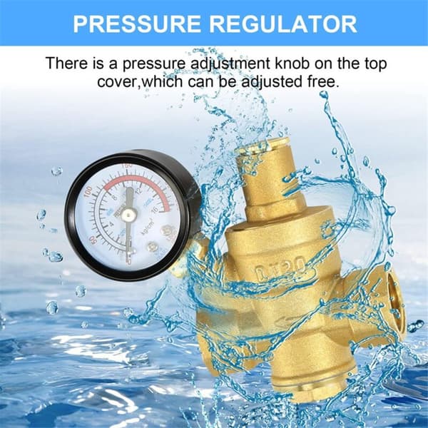 3/4 tums tryckregulator med tryckmätare, justerbar tryckreducerare för DN20 tryckregulator