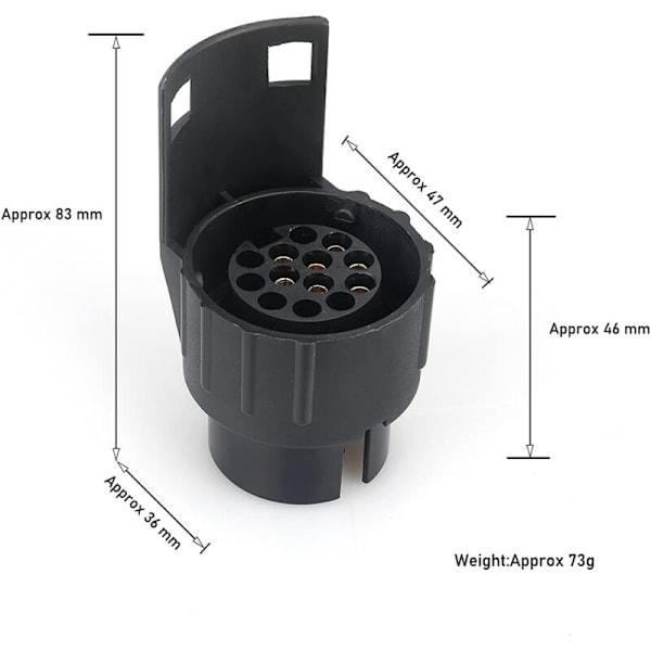 7-polet til 13-polet Trailer Adapter, 12V 7 til 13-polet Træk Adapter, til Trailer Caravan, Cykelstativ, 7 til 13-polet Trailer Træk Stik Adapter