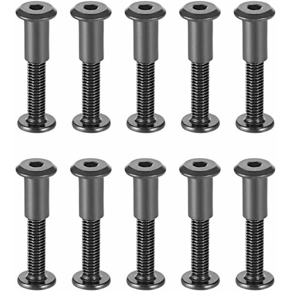 10 Sæt Skrueposter M6 Sorte Bolte Mødder Passer til 8mm Hul Dia Han M6 X 35mm Kulstofstål Sort Bæltespænde Bindende Bolte Læder Fastgørelse