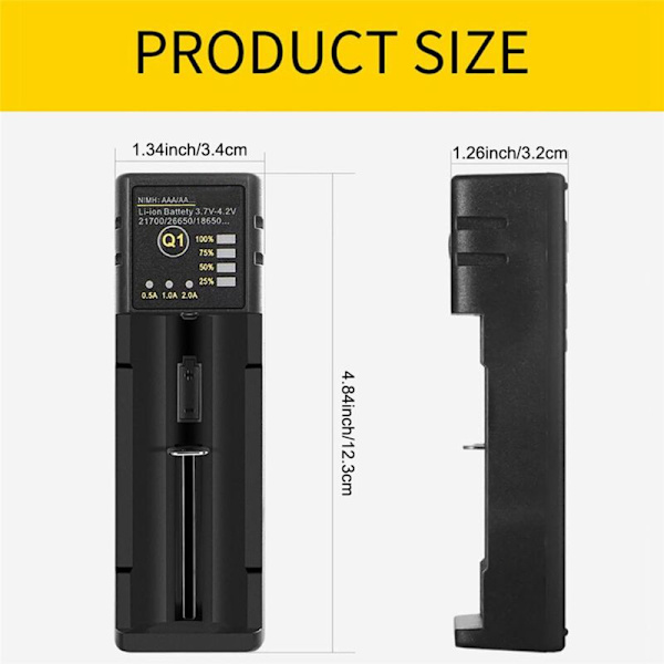 3X 18650 Yksipaikkainen Litium-akun Lataus USB:lle