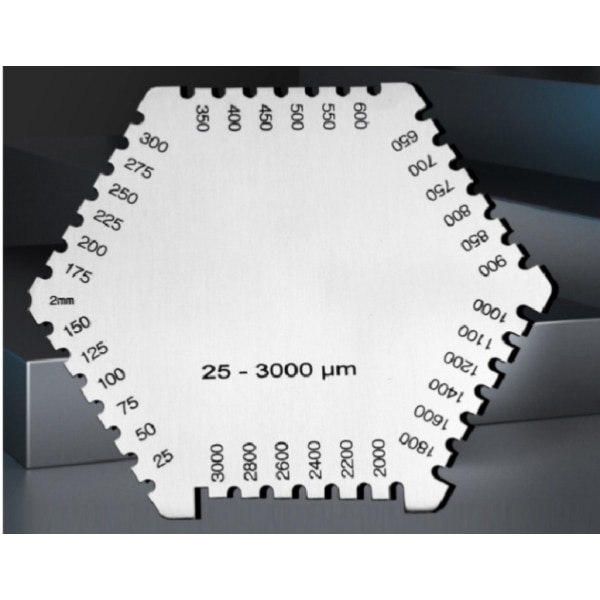 Rustfrit stål våd film tykkelsesmåler, høj nøjagtighed rustfrit stål våd kam tykkelsesmåler 25-3000um til Vanish maling tykkelse måling