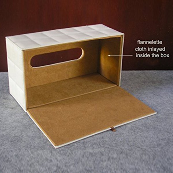 PU Læder Kosmetikæske Servietæske Lommetørklæde, 25X14X9.5Cm (Beige)