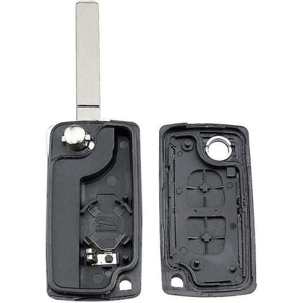 01a Passer til Citroen C3 Udskiftning 2 Knapper Fjernbetjening Nøgleskal Etui Ce0536 Va2 Sort