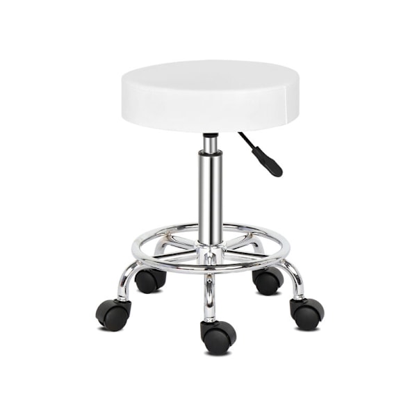 Kontorstol, 360° Rotasjon Rullestol, for Massasjesalong, Kontor, Klinikk, Farge: Hvit 8cm