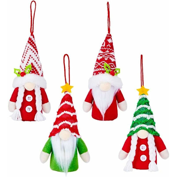 Jultomte Dekorationer 4-pack Skandinaviska Jultomte Ornament Handgjorda Skandinavisk Stil Tomte Elf Hem Dekoration Ornament Julgåva