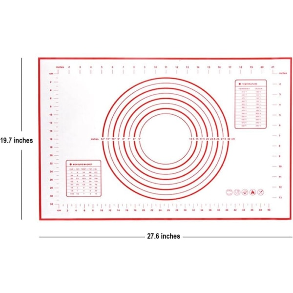 Sett med 2 Non-Stick Silikon Stekeplater med Mål, Perfekt for Pizza, Kaker, Brødbaking