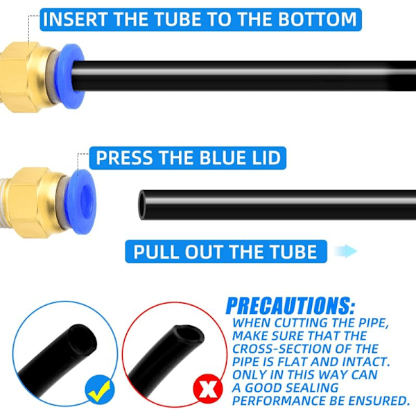 10 stk 4 mm rør OD x 1/8 BSP han Straight Push To Connect Fittings (PC4-01)