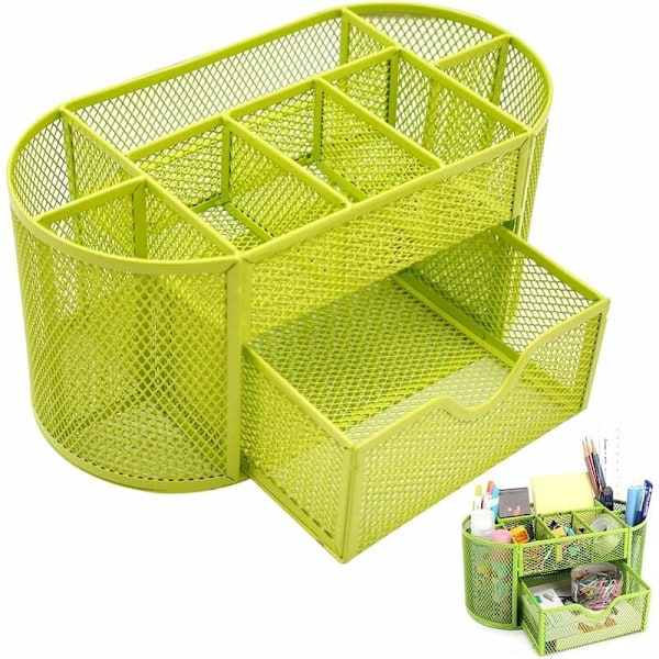 Regerly Mesh Metal Kynäpurkki Kynänpidike Monitoiminen Säilytyspöytäjärjestäjä Koti- ja Toimistotarvike - Vihreä HIASDFLS