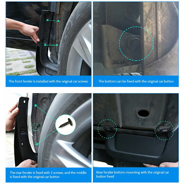 Q8 19-21 - Lokasuojat, roiskeenesto, auton lisävarusteet, autotyyli, takana 4 kpl - Lokasuojat