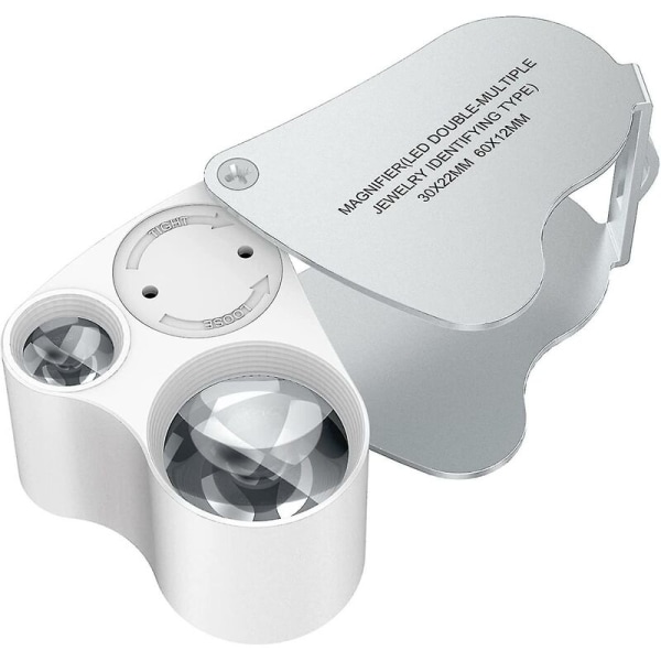 30 X 60 Juvelerlupe, LED-belyst urmagerluppe 30