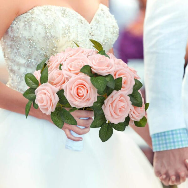 Konstgjorda Blommor, 25 st Falska Blommor Faux Blush Rosor Perfekta för DIY Bröllopsbuketter Mittstycken Bröllopsdusch Fest Heminredning Blommor D
