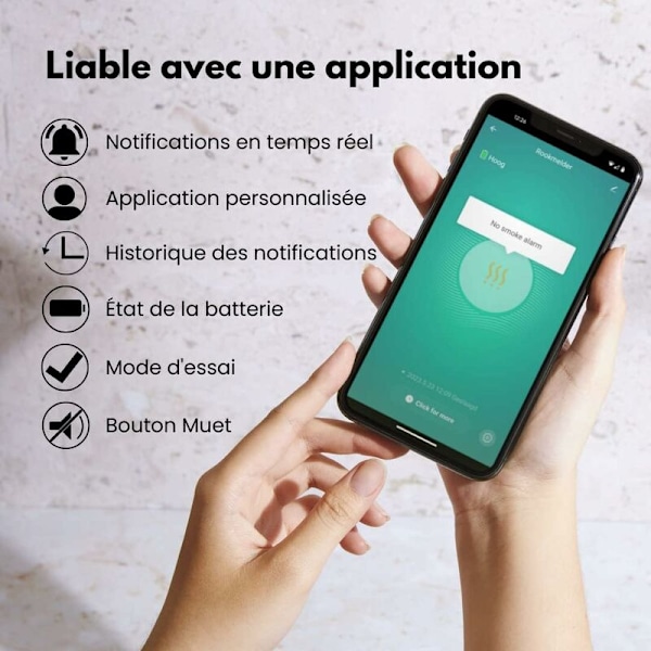 Tilkoblet røykvarsler - 10 års batteri - WiFi brannalarm med Smart Life - 1 stk