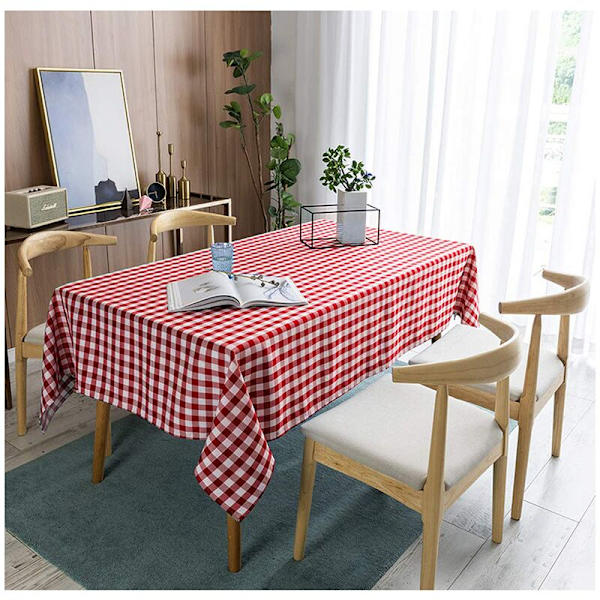 Rektangulært Ternet Dug - Pletbestandigt, Vandafvisende og Vaskbart Gingham Dug til Udendørs Picnic, Højtidsmiddag (6 Størrelser, 5 Farver)