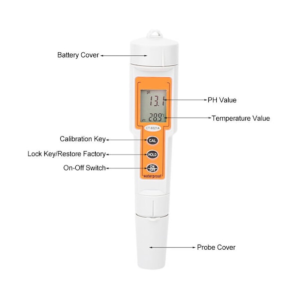 Mini Håndholdt Digital Vandkvalitetstester PH Meter 0.0-14.0PH til Swimmingpool Akvarium