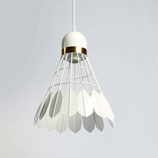 E27 Moderne Hengelampe Badminton Hengelampe Skjerm Kreativ Hengelampe med Metallskjerm Industriell Hengelampe (Hvit)